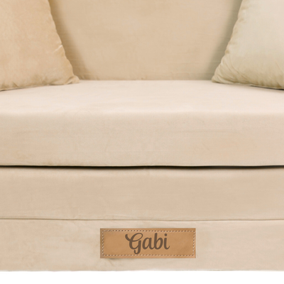 Rozkładana personalizowana sofa piankowa dziecięca beżowa