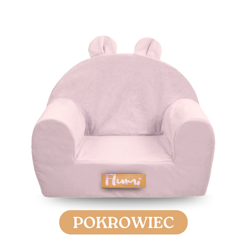Personalized foam armchair for kids beige fabric corduroy