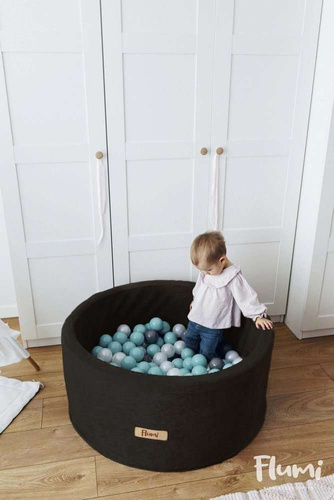 Personalisierte Bällebad Baby Bällepool Kinder 90x40cm mit 200 Bällebad Bälle schwarz