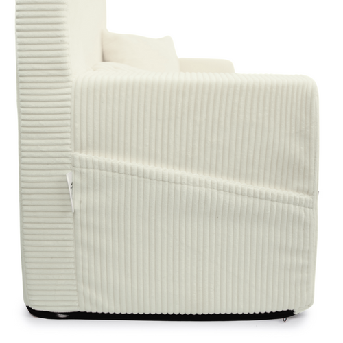 Rozkładana personalizowana sofa piankowa dziecięca - sztruks jasny krem