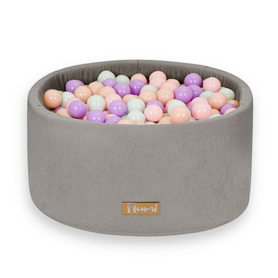 Personalisierte Bällebad Baby Bällepool Kinder 90x40cm mit 200 Bällebad Bälle grau