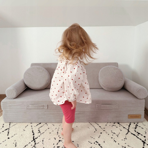 Modułowa sofa piankowa dla dzieci do zabawy - szary sztruks