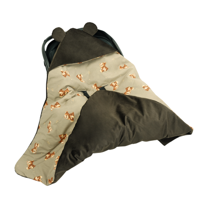 Otulacz do fotelika samochodowego i gondoli personalizowany kocyk niemowlęcy - misie + czekolada