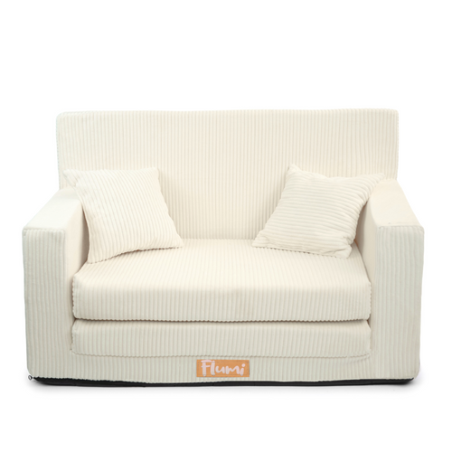 Rozkładana personalizowana sofa piankowa dziecięca - sztruks jasny krem