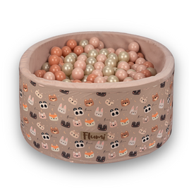Personalisierte Bällebad Baby Bällepool Kinder 90x40cm mit 200 Bällebad Bälle Beige + Bären