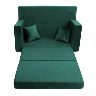 Rozkładana sofa piankowa dziecięca ZIELONA