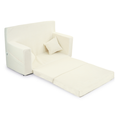 Rozkładana personalizowana sofa piankowa dziecięca - sztruks jasny krem
