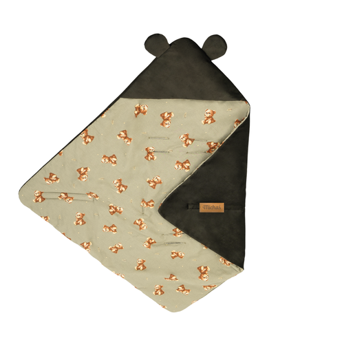 Otulacz do fotelika samochodowego i gondoli personalizowany kocyk niemowlęcy - misie + czekolada