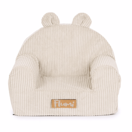 Personalized foam armchair for kids beige fabric corduroy