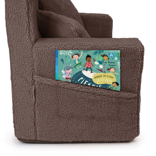 Rozkładana personalizowana sofa piankowa dziecięca - baranek czekoladowy