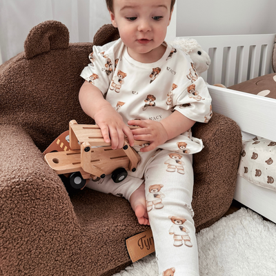 Personalized foam armchair for kids chocolate teddy