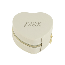 Personalizowana szkatułka na biżuterię w kształcie serca - ciemny beż