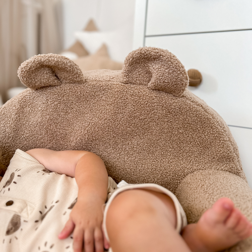 Personalisierter Kindersessel aus Schaumstoff - dunkelbeige Teddybär