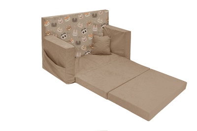Personalisierte faltbare Kindercouch beige Teddybären