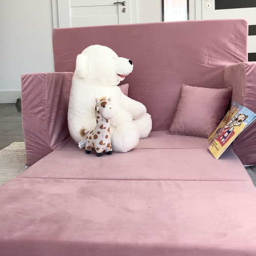 Personalized kids' foldable couch powder pink