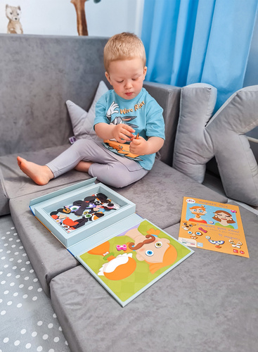 Rozkładana personalizowana sofa piankowa dziecięca szara+sarenki