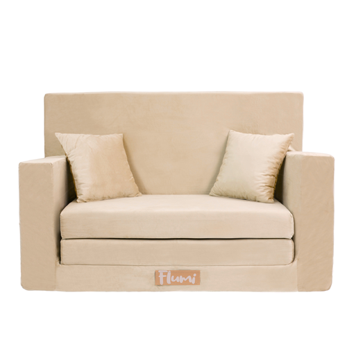 Rozkładana personalizowana sofa piankowa dziecięca beżowa