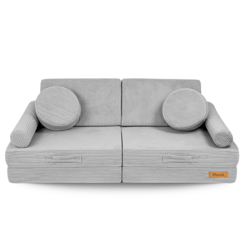 Modułowa sofa piankowa dla dzieci do zabawy - szary sztruks