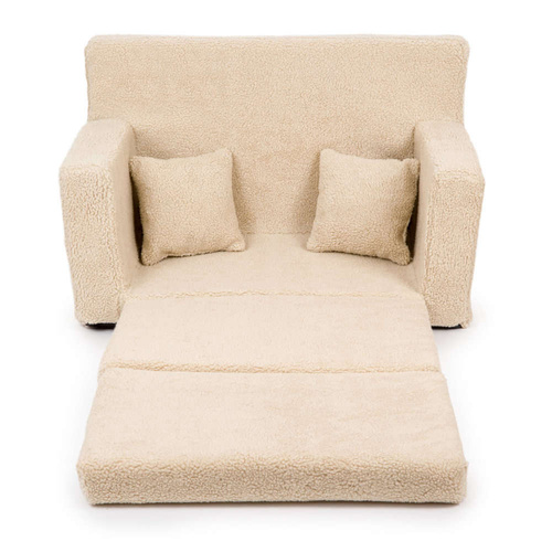 Personalisiertes Kindersofa faltbar Teddybären dunkel beige