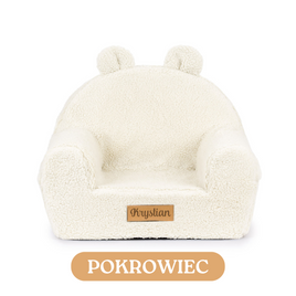 Personalized foam armchair for kids beige fabric corduroy