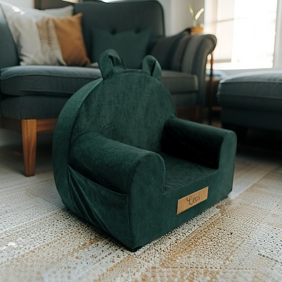 Personalisierter Schaumstoffsessel für Kinder beige Stoff Kord