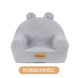 Personalized foam armchair for kids beige fabric corduroy