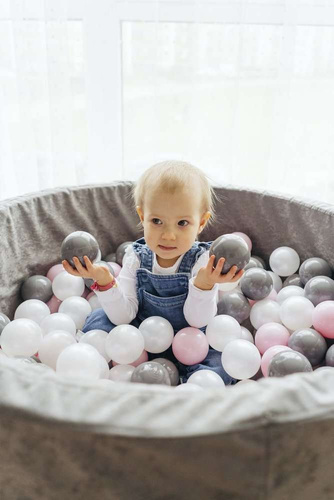 Personalisierte Bällebad Baby Bällepool Kinder 90x40cm mit 200 Bällebad Bälle Hellblau