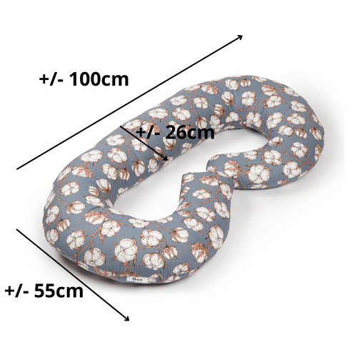 Umstandskissen Typ C marineblau mit weißen Blumen