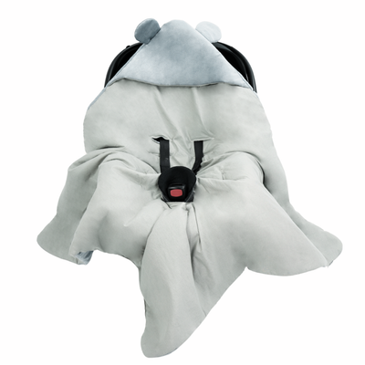 Otulacz do fotelika samochodowego i gondoli personalizowany kocyk niemowlęcy - szary