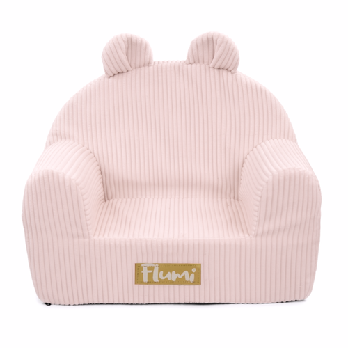 Personalized foam armchair for kids beige fabric corduroy