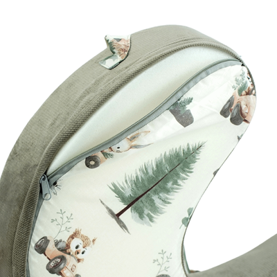 Poduszka FASOLKA do karmienia z pianki - leśne zwierzątka + beż