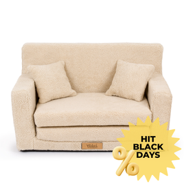 Personalized kids' foldable couch teddy bears dark beige