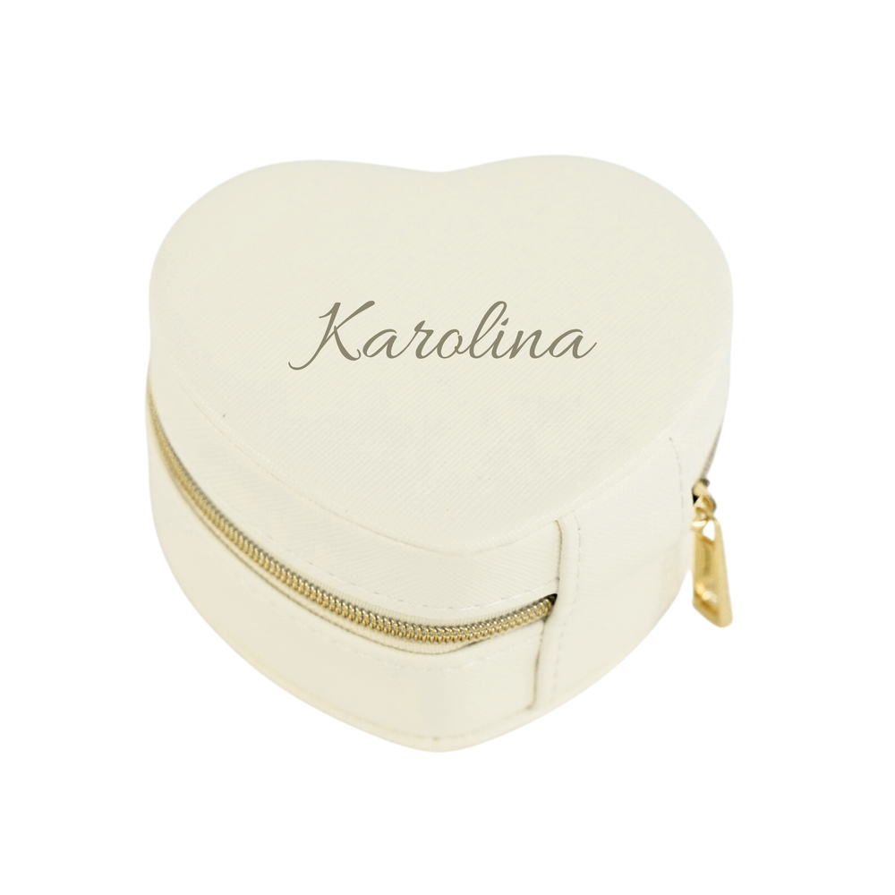 Personalizowana szkatu�ka na bi�uteri� w kszta�cie serca - jasny be�