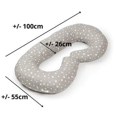 Maternity pillow type C grey with stars