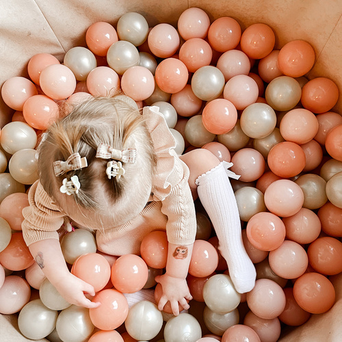Personalisierte Bällebad Baby Bällepool Kinder 90x40cm mit 200 Bällebad Bälle Beige