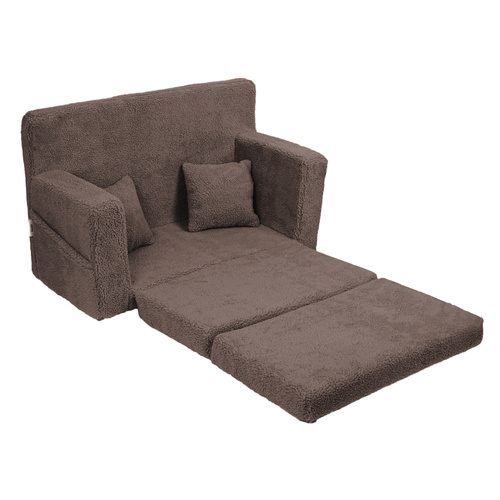 Rozkładana personalizowana sofa piankowa dziecięca - baranek czekoladowy