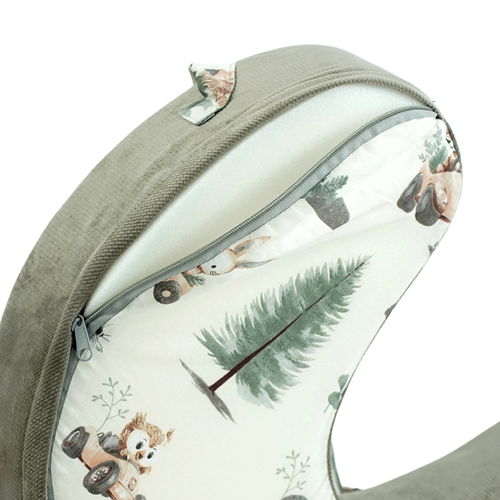 Poduszka FASOLKA do karmienia z pianki - leśne zwierzątka + beż