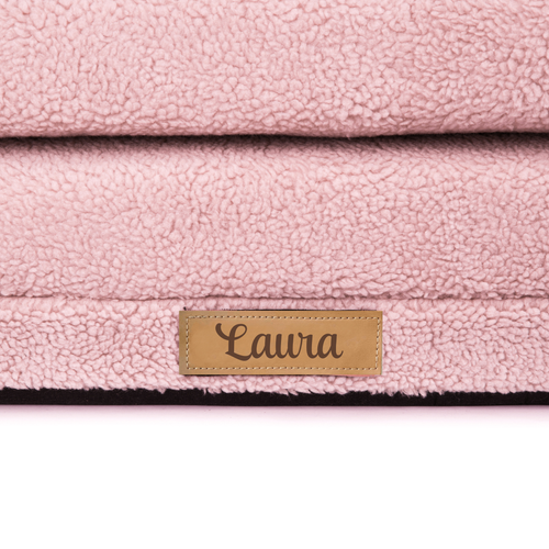 Rozkładana personalizowana sofa piankowa dziecięca - baranek różowy