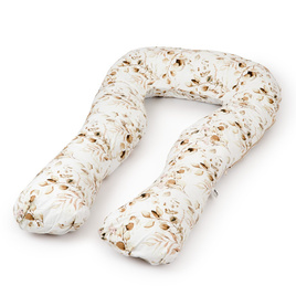 Pregnancy pillow navy blue with white U type cream with leaves pattern