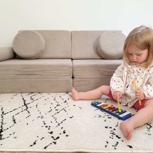 Modułowa sofa piankowa dla dzieci do zabawy - szary sztruks