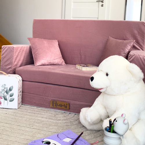 Personalized kids' foldable couch powder pink