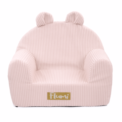 Personalized foam armchair for kids beige fabric corduroy