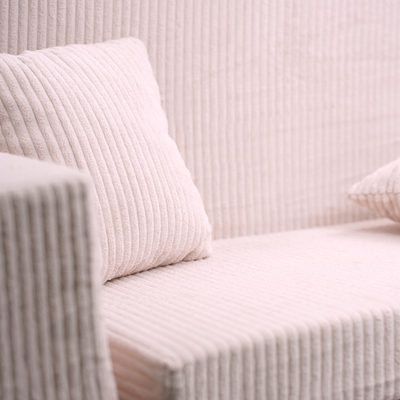 Rozkładana personalizowana sofa piankowa dziecięca - sztruks pudrowy róż