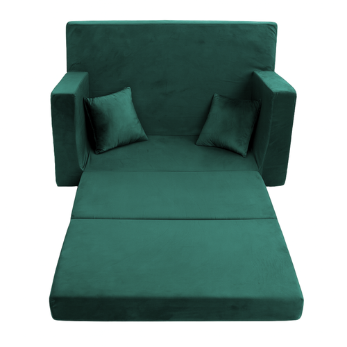 Personalized kids' foldable couch dark green