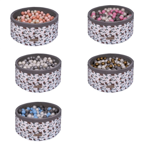 Personalisierte Bällebad Baby Bällepool Kinder 90x40cm mit 200 Bällebad Bälle Weiß + Bären