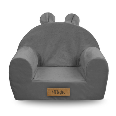 Personalizowany fotelik dziecięcy z uszami szary