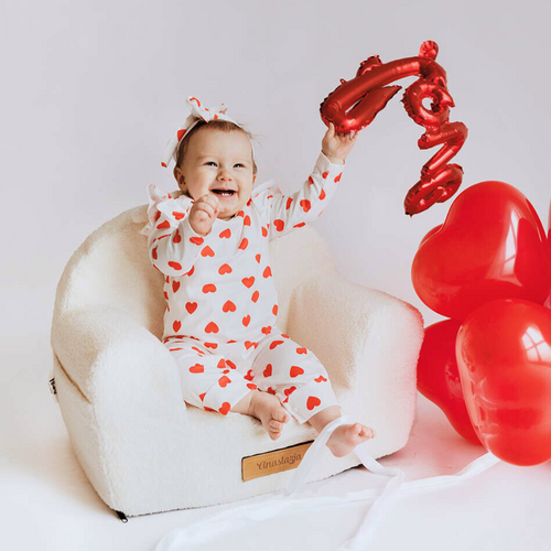 Personalisierter Kindersessel aus Schaumstoff - hellbeiger Teddybär