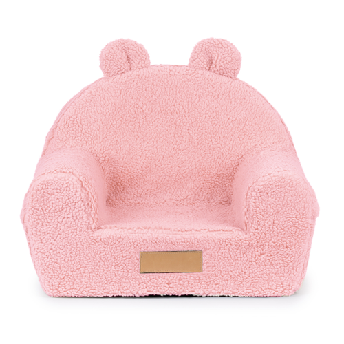 Personalized foam armchair for kids beige fabric corduroy