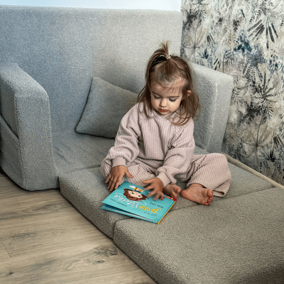 Personalisierter faltbarer Kinderteddy - grau