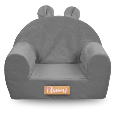Personalizowany fotelik dziecięcy z uszami szary